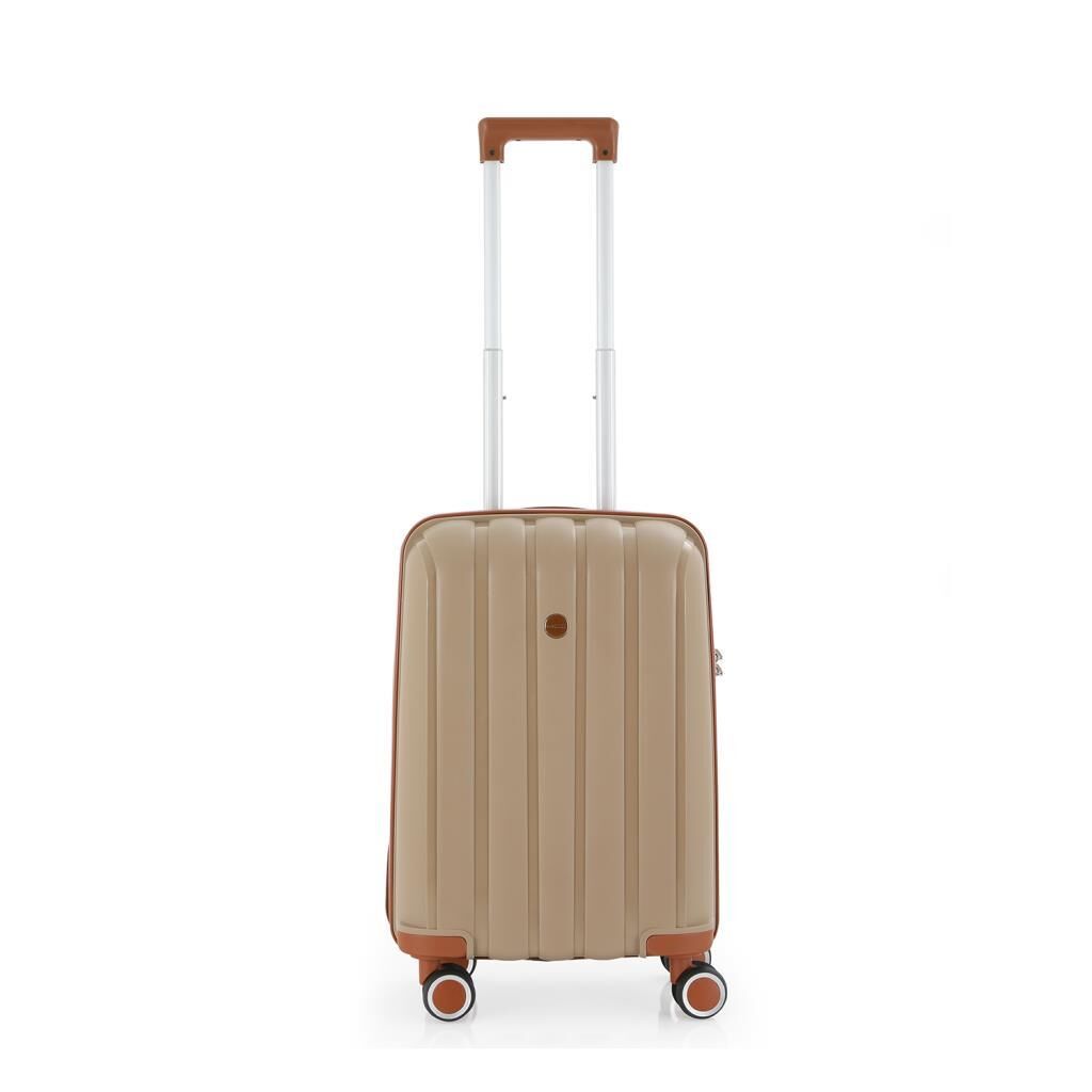 MÇS Kabin Boy Kırılmaz Silikon Seyahat Valizi Bavulu V305 Şampanya/Kahve