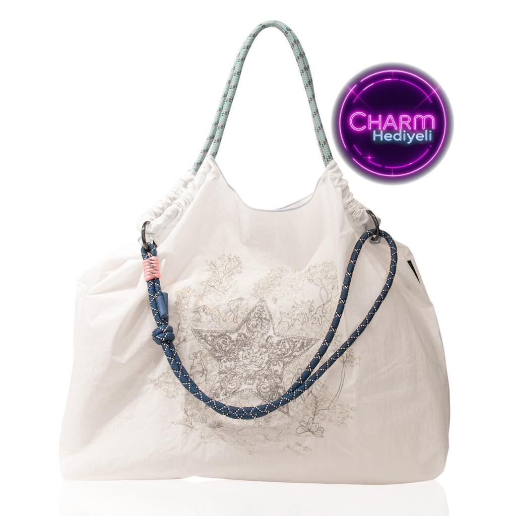 Büyük Boy Günlük veya Plaj Hafif Kadın Çanta 21-K Barcelona Beyaz