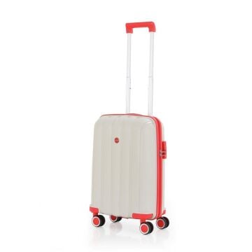 Mçs Valiz Kabin Boy Kırılmaz PP Silikon V305 Kemik/Mercan