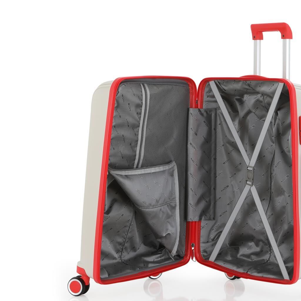 MÇS Kabin Boy Kırılmaz Silikon Seyahat Valizi Bavulu V305 Kemik/Mercan