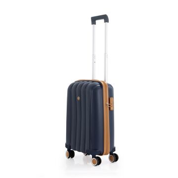 MÇS Kabin Boy Kırılmaz Silikon Seyahat Valizi Bavulu V305 Lacivert/Hardal