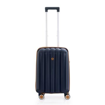 MÇS Kabin Boy Kırılmaz Silikon Seyahat Valizi Bavulu V305 Lacivert/Hardal