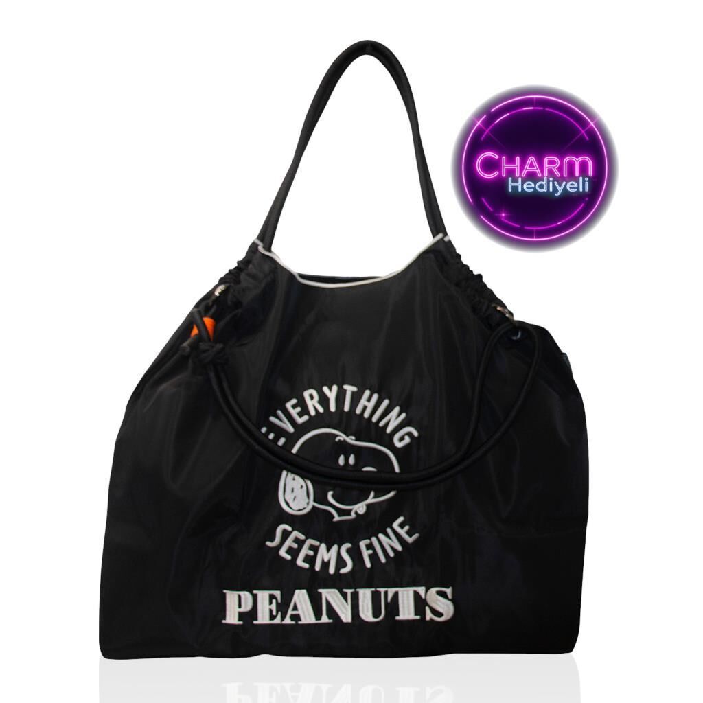 Büyük Boy Günlük veya Plaj Hafif Kadın Çanta 21-K Barcelona Siyah