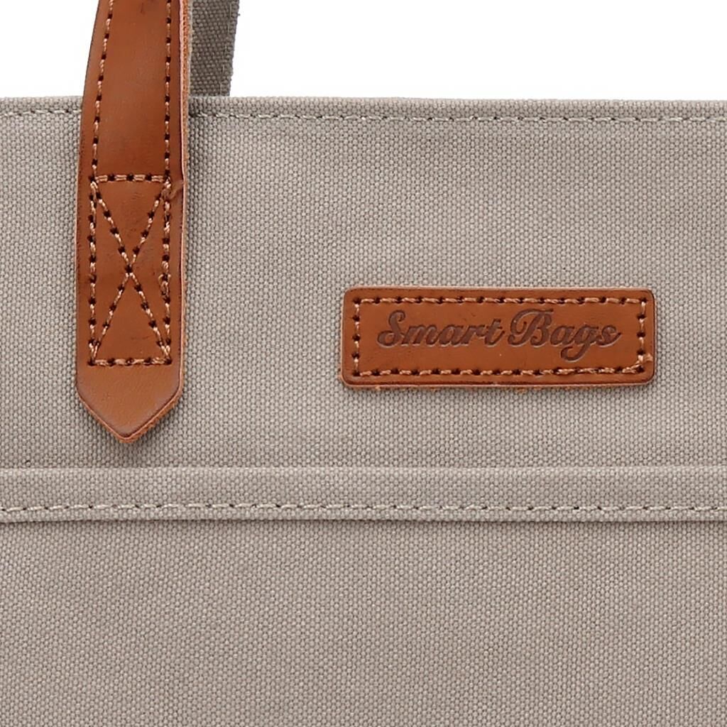 Kanvas Kumaş Kadın Çantası Elden Tutmalı Smart Bags 1328 Gri